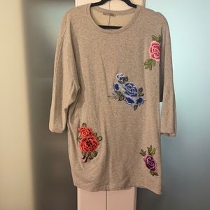 Zara Floral Patch Sweatshirt Tunic